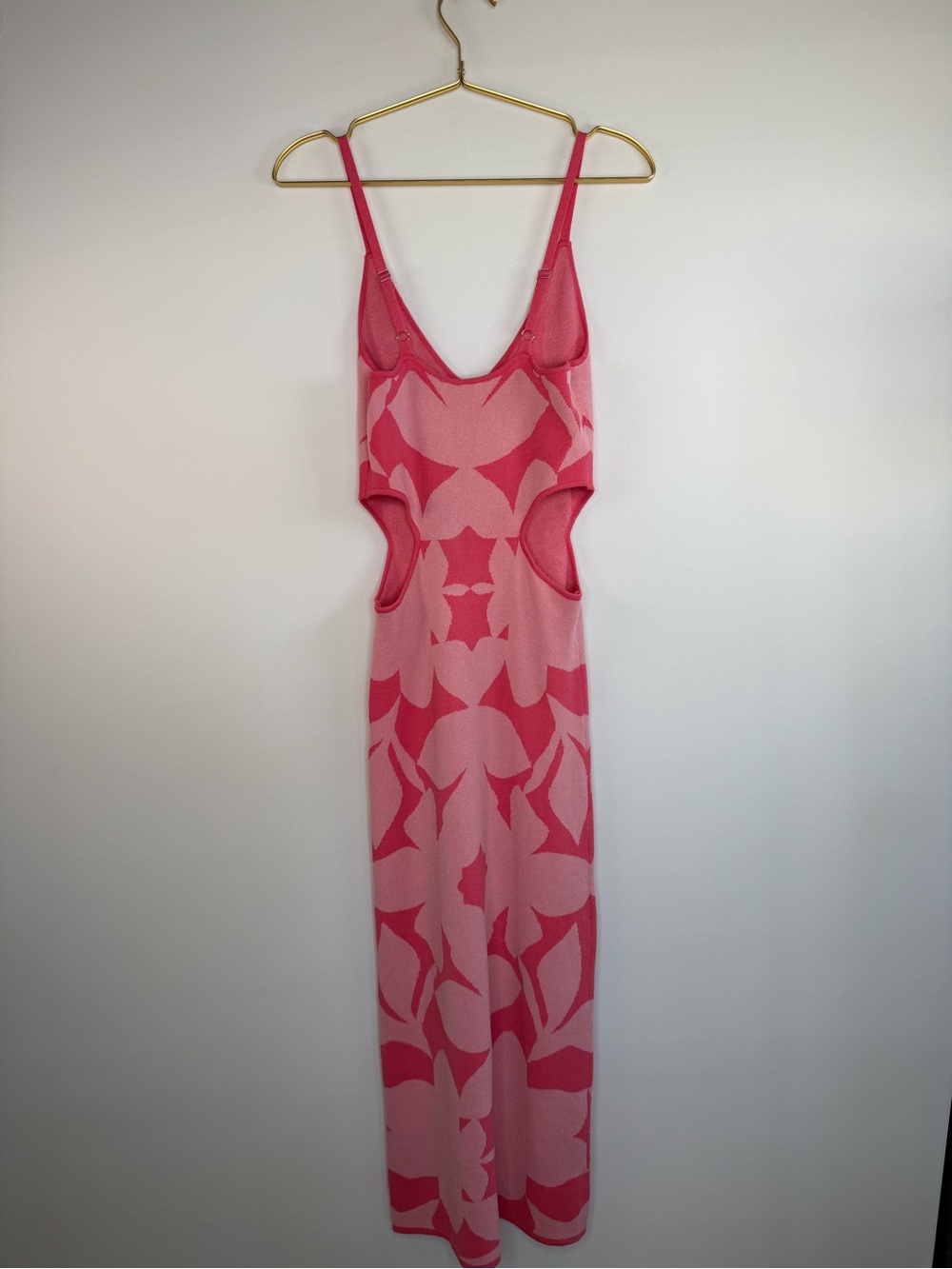 Lulu's Two-Tone Pink Floral Cutout Midi Dress - Picture 12 of 15